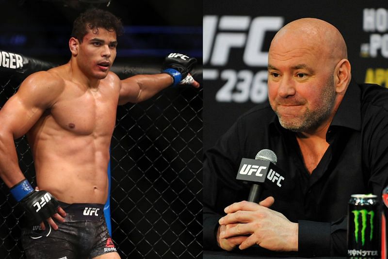 Dana White (right) reacts to pay complaints by Paulo Costa (left)
