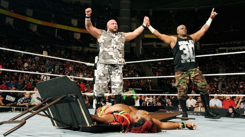 The Dudley Boyz returned in August 2015 to attack The New Day.