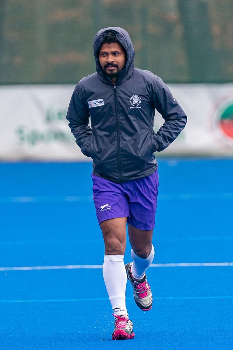 Birendra Lakra in a training session during India&#039;s European tour. (Source: HI)