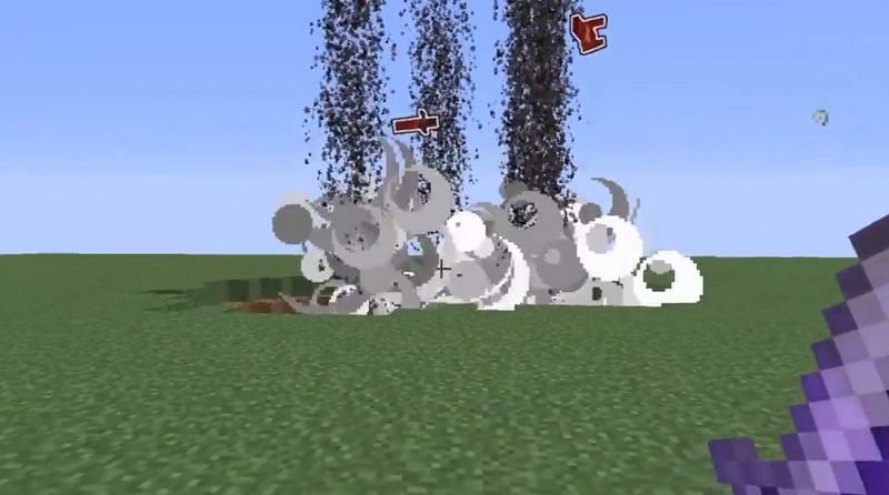 A few mobs getting absolutely rekt by the meteorite sword (Image via u/Eve4016 on Reddit)