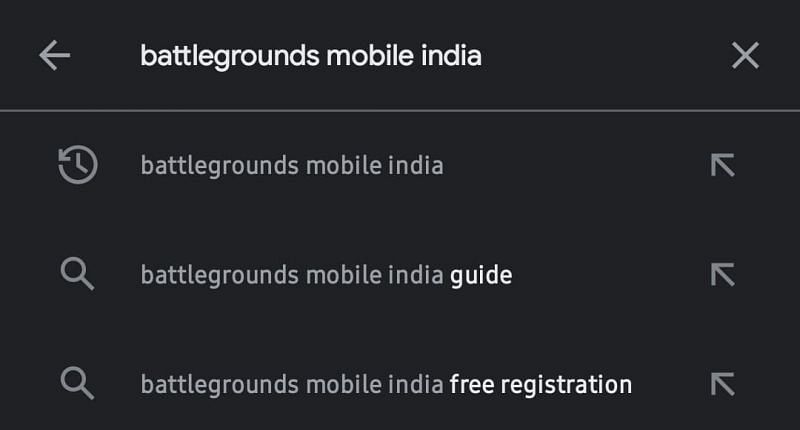 Search for &#039;Battlegrounds Mobile India&#039; in the typing box