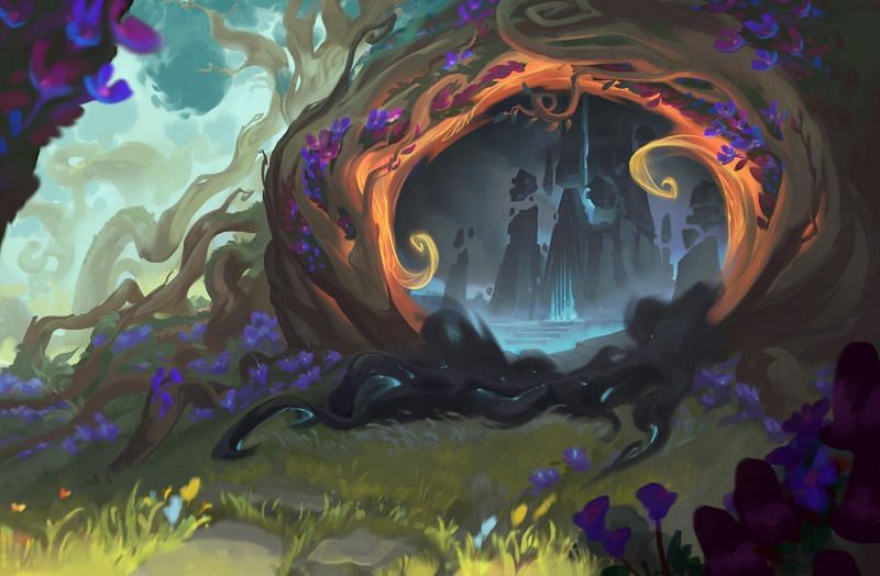The Ruined dark-green mist making its way to Bandle City through a Yordle &quot;Low Road&quot; (Image via Riot Games)
