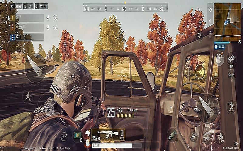 Players can take cover behind car doors (Image via PUBG New State)