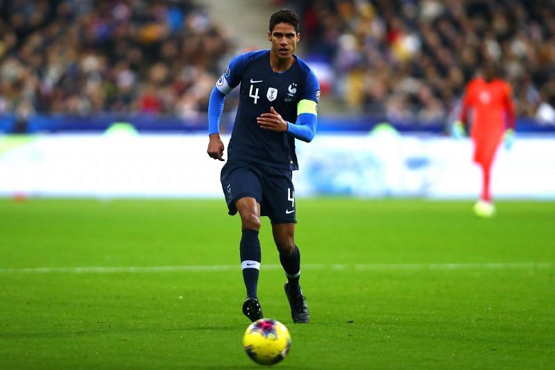 Raphael Varane playing for France in a Euro 2020 Qualifier