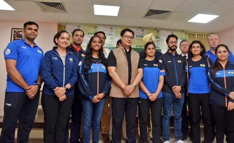 India&#039;s Shooting Cotingent with Sport&#039;s Minister