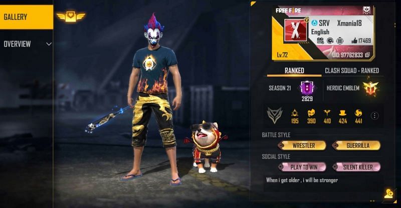 X-Mania&#039;s Free Fire ID is 97762833