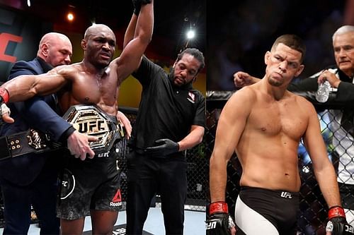 Nate Diaz (right) has taken a shot at Kamaru Usman for fighting Colby Covington again