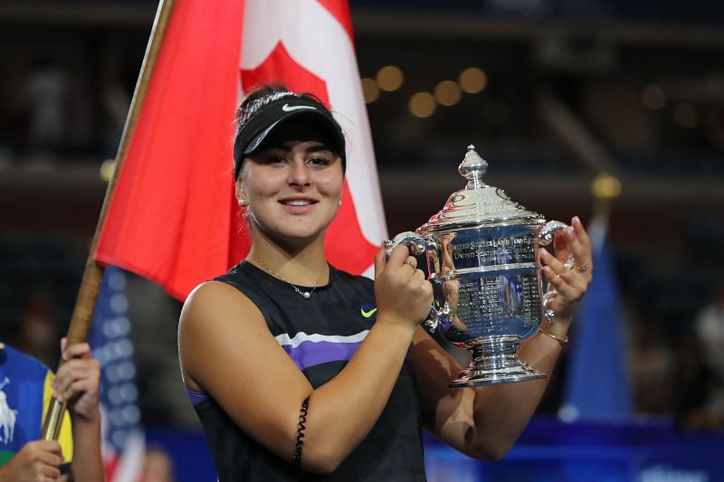 Bianca Andreescu with the US Open trophy