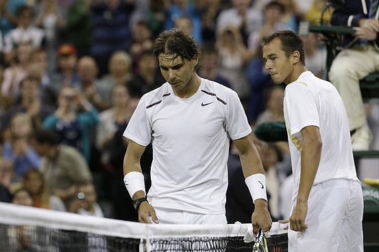 Lukas Rosol (right) beat Rafael Nadal at 2012 Wimbledon.