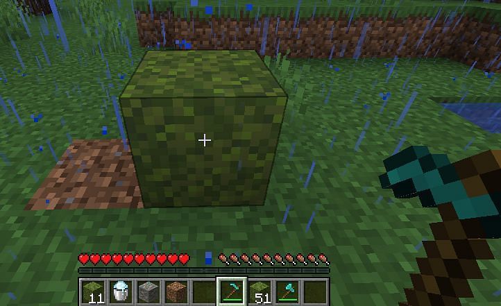 Moss blocks are broken the fastest by using a hoe