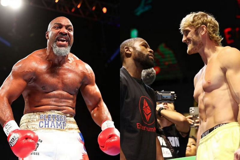 Shannon Briggs (left) gives his take on Logan Paul vs. Floyd Mayweather (right)