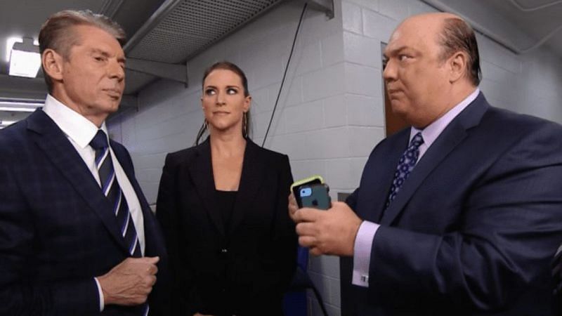 Vince McMahon, Stephanie McMahon, and Paul Heyman