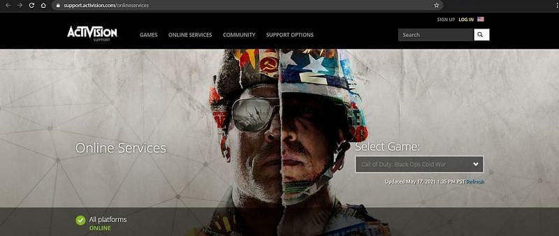 Activision Server Status for COD (Image via Activision)