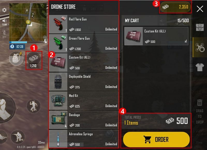 There is an option of Drone Store purchase the in-tems within the game (Image via PUBG New State)