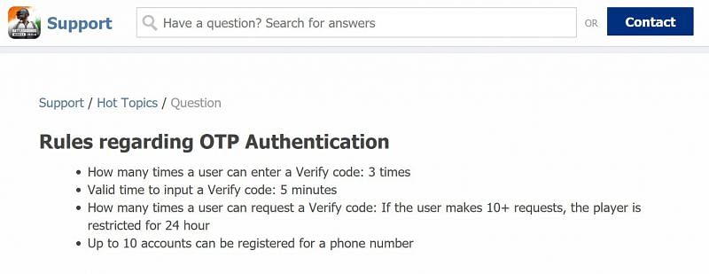 OTP Authentication (Image via Battlegrounds Mobile India)