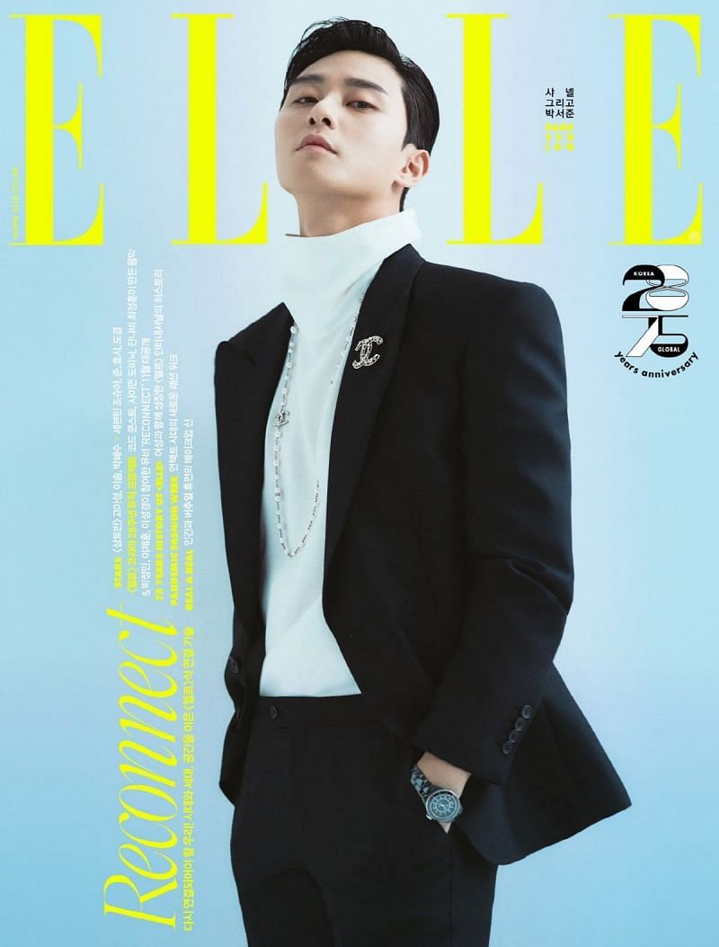Park Seo-Joon in the Elle magazine&#039;s cover (Image via Elle Magazine)