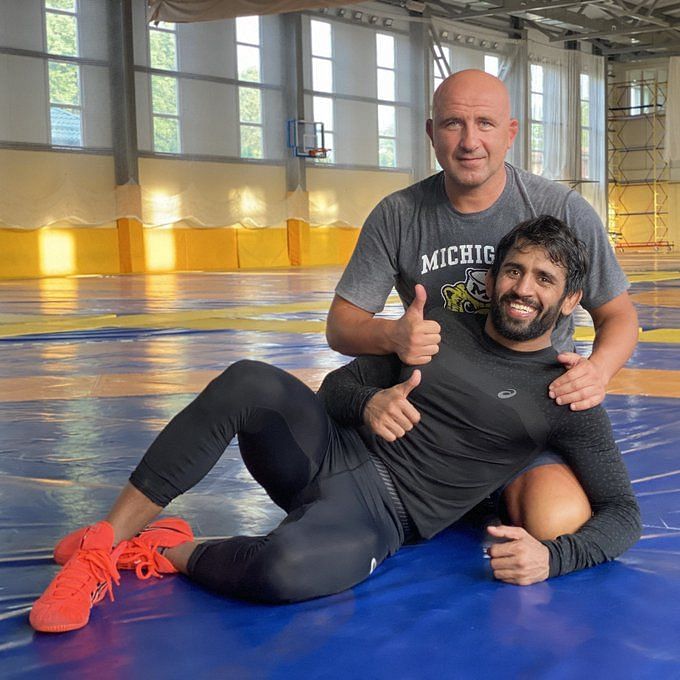 Bajrang Punia with coach Emzarios Bentinidis