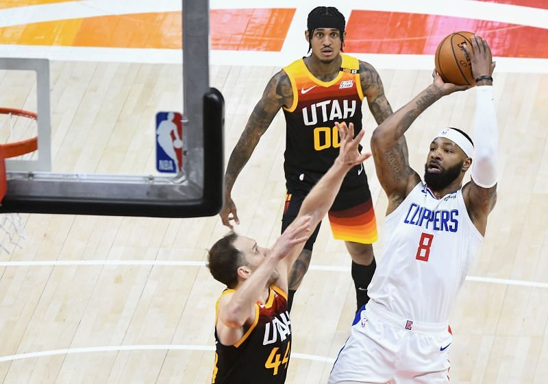 Marcus Morris shoots a contested mid-range jumper