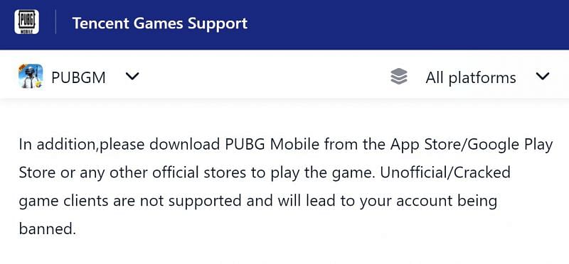 Support of PUBG Mobile