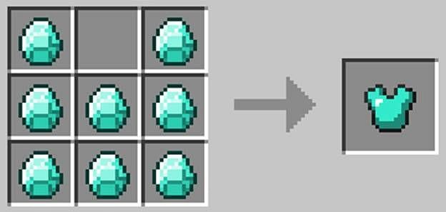 Diamon chestplate recipe (Image via apexminecrafthosting)