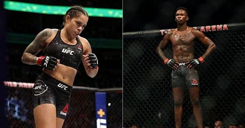 Amanda Nunes (left) and Israel Adesanya (right)