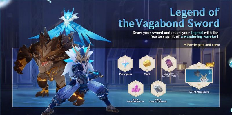 Legend of Vagabond Sword rewards (image via miHoYo)