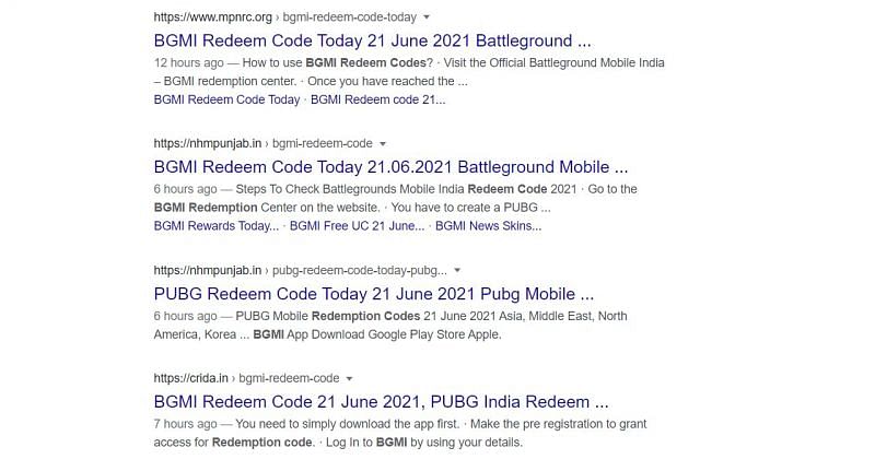 Misleading websites that promote fake BGMI redeem codes
