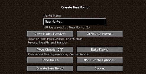 World generation in the pack (Image via Mojang)