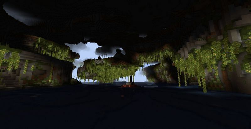 A shot of the amazing dripstone cave found in a single biome world (Image via Minecraft)