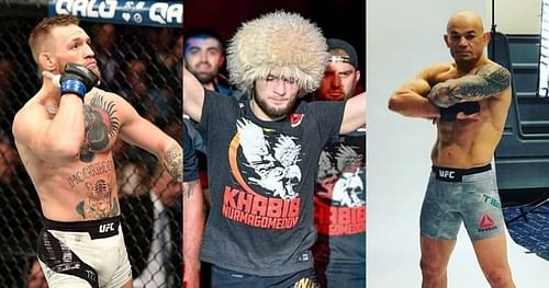  Conor McGregor (L), Khabib Nurmagomedov (C) and Gleison Tibau (R). Images via Instagram @thenotoriousmma @gleisontibauofficial @khabib_nurmagomedov