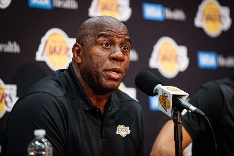 Earvin &quot;Magic&quot; Johnson during the Lakers&#039; Media Availability