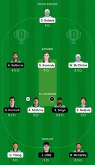 Dream11 Team for North-West Warriors vs Leinster Lightning - Ireland Inter-Provincial T20 Trophy.
