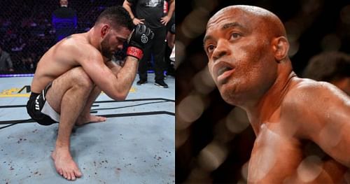 Chris Weidman (left); Anderson Silva (right).