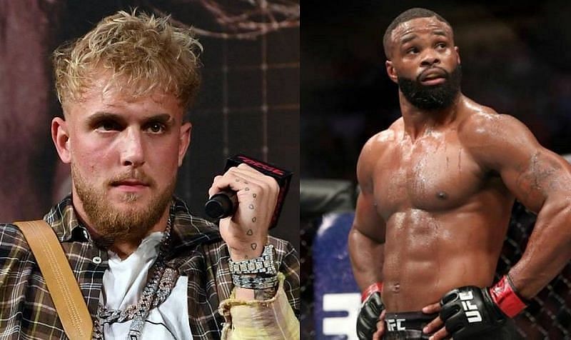 Jake Paul (left) and Tyron Woodley (right)