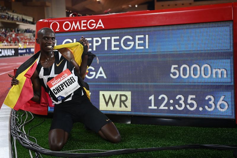 Joshua Cheptegei holds the current men&#039;s 5000m World Record (Photo by Matthias Hangst/Getty Images)