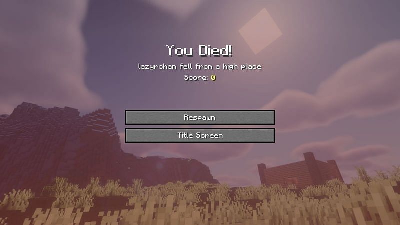 Death due to fall damage screen (Image via Minecraft)
