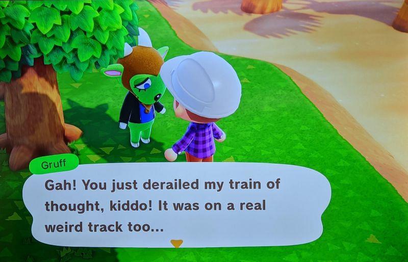 Gruff interacting with a player in Animal Crossing: New Horizons (Image via Reddit)