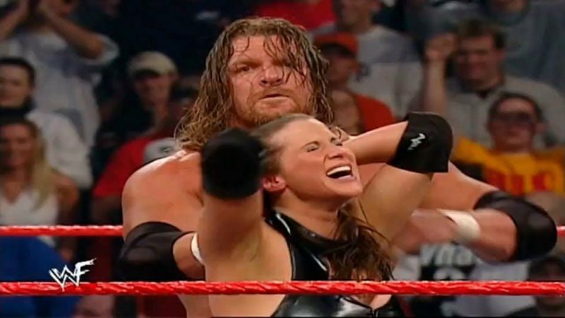 Triple H pinned his wife to retain his WWE Undisputed Championship in 2002