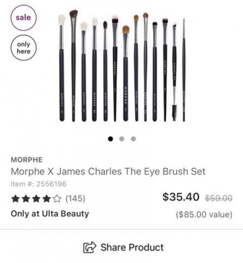James Charles&#039; infamous makeup brushes were also added to the sale section (Image via Twitter)