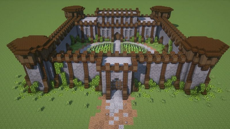 Dark oak castle (Image via Earthquak_ on Reddit)