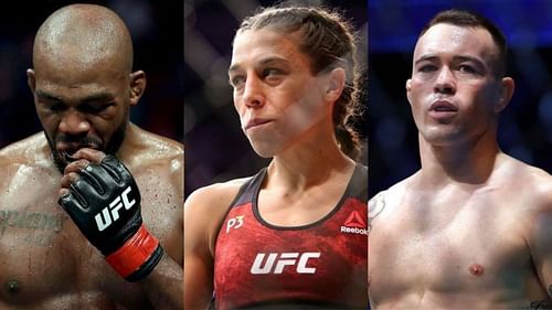 Jon Jones (left), Joanna Jedrzejczyk (center), Colby Covington (right)