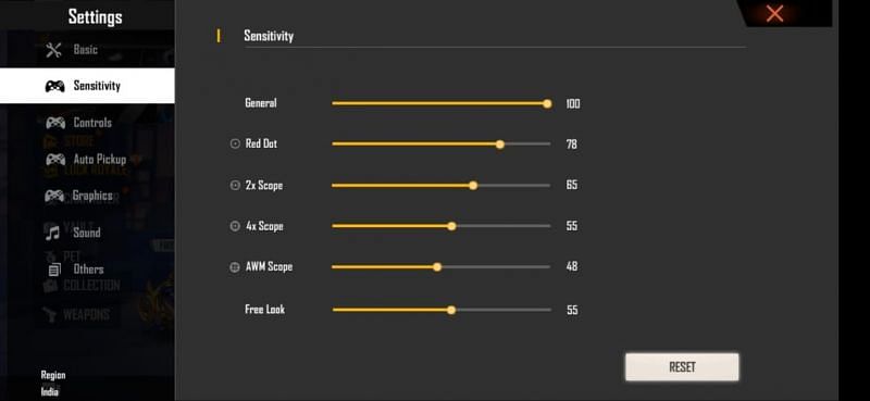 The best sensitivity for beginners to perform headshots in Free Fire