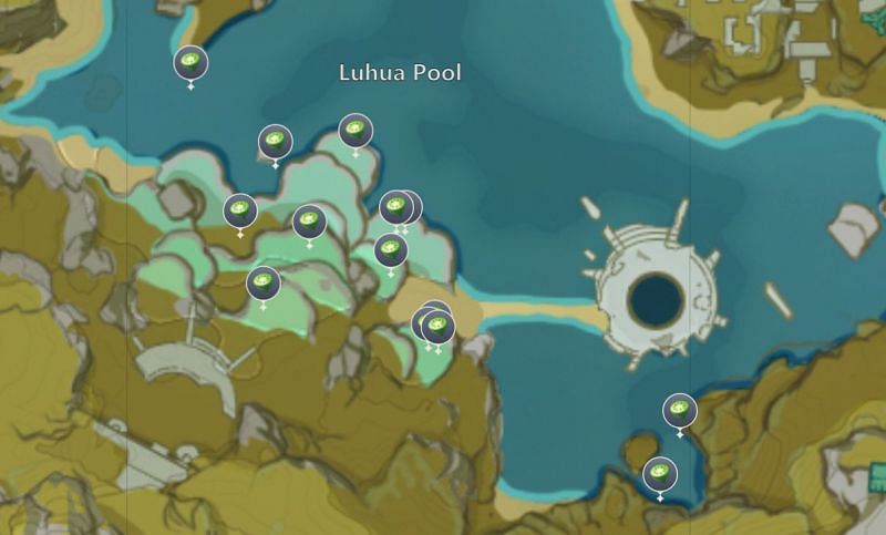 Lotus Head locations in Luhua Pool (image via miHoYo)