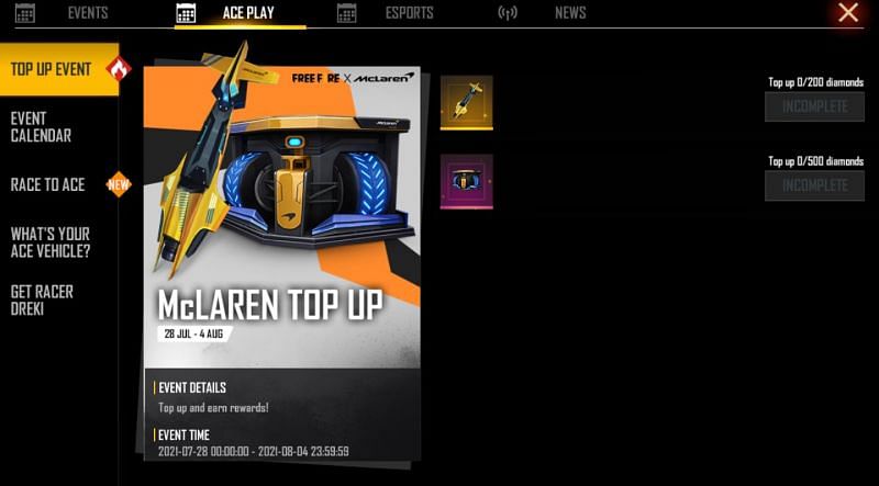 Players should tap on the &ldquo;Top up event&rdquo; option (Image via Free Fire)