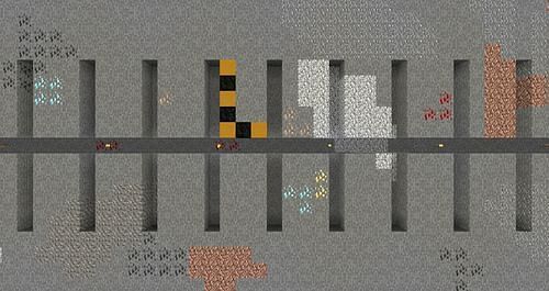 A strip mine (Image via Minecraft Wiki)