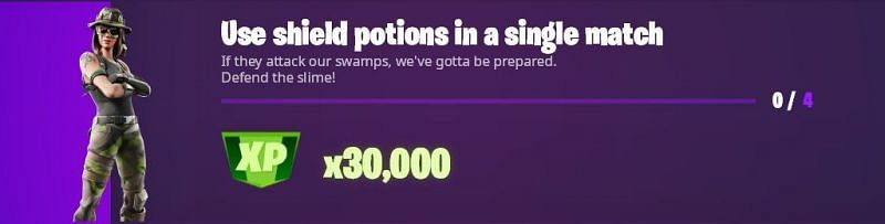 &quot;Use shield potions in a single match&quot; Fortnite Week 8 Epic challenge (Image via HYPEX/Twitter)