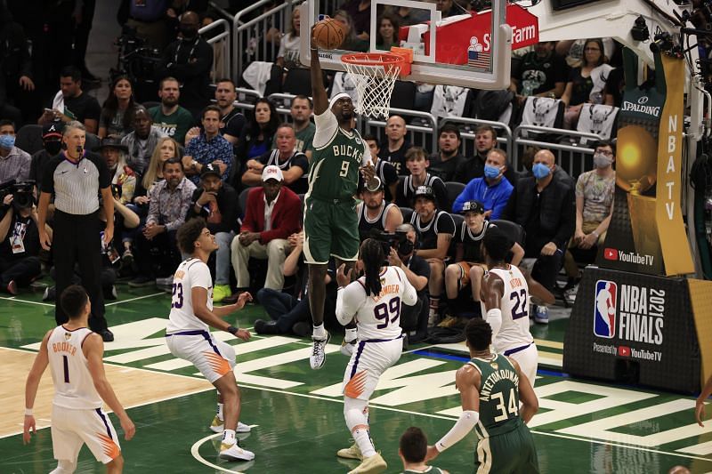 Bucks&#039; Bobby Portis #9 goes up for a dunk