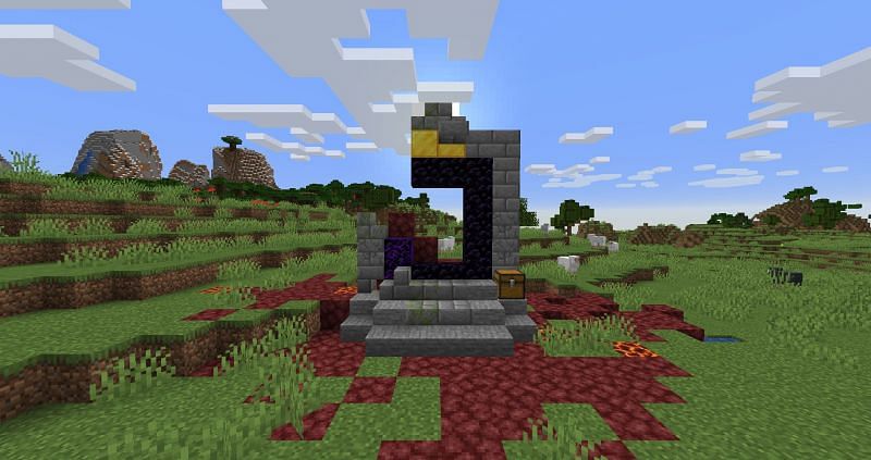 A ruined portal with some good loot (Image via mcbedrock)