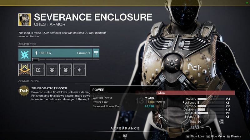 Destiny 2 exotic armor piece Severance Enclosure (Image source Destiny 2 the game)