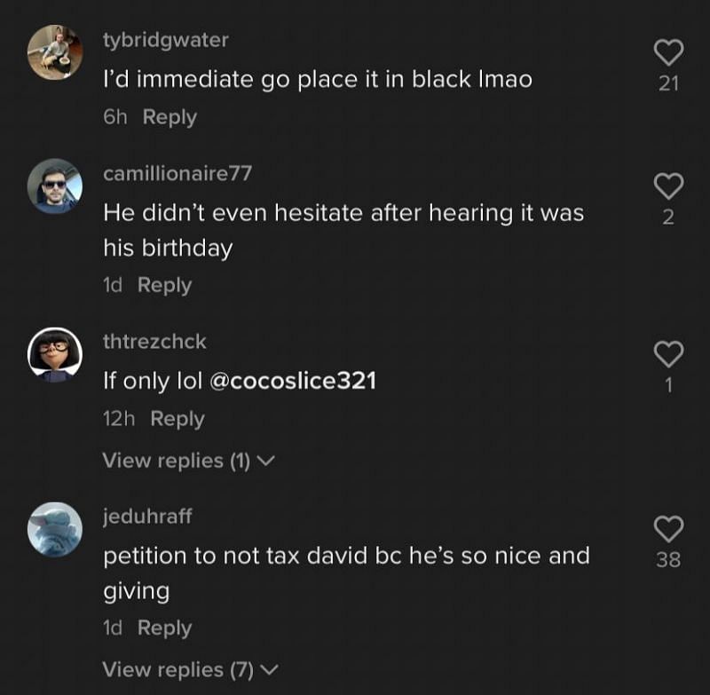 Fans take to the comments to praise David Dobrik 2/3 (Image via TikTok)